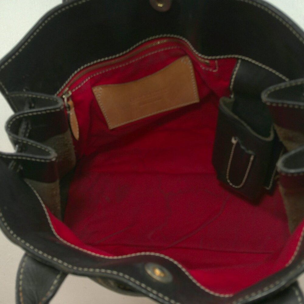 Dooney & Bourke Vintage Classic Signature Heart Pattern Y2K Leather Canvas Tote - Picture 9 of 9